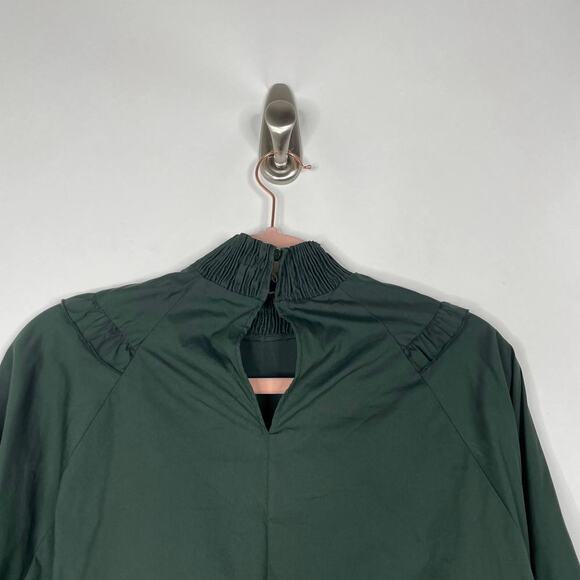 2/$30 Zara Poplin Shirt XS Ruffle Frills Bottle Balloon Sleeve Puff Green #1663 - Picture 9 of 15